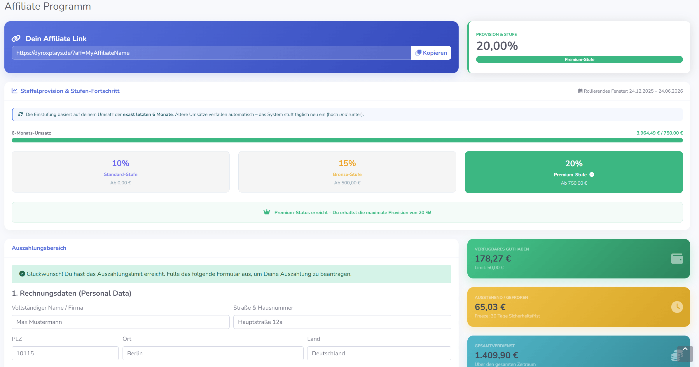 Dyroxplays Affiliate Dashboard